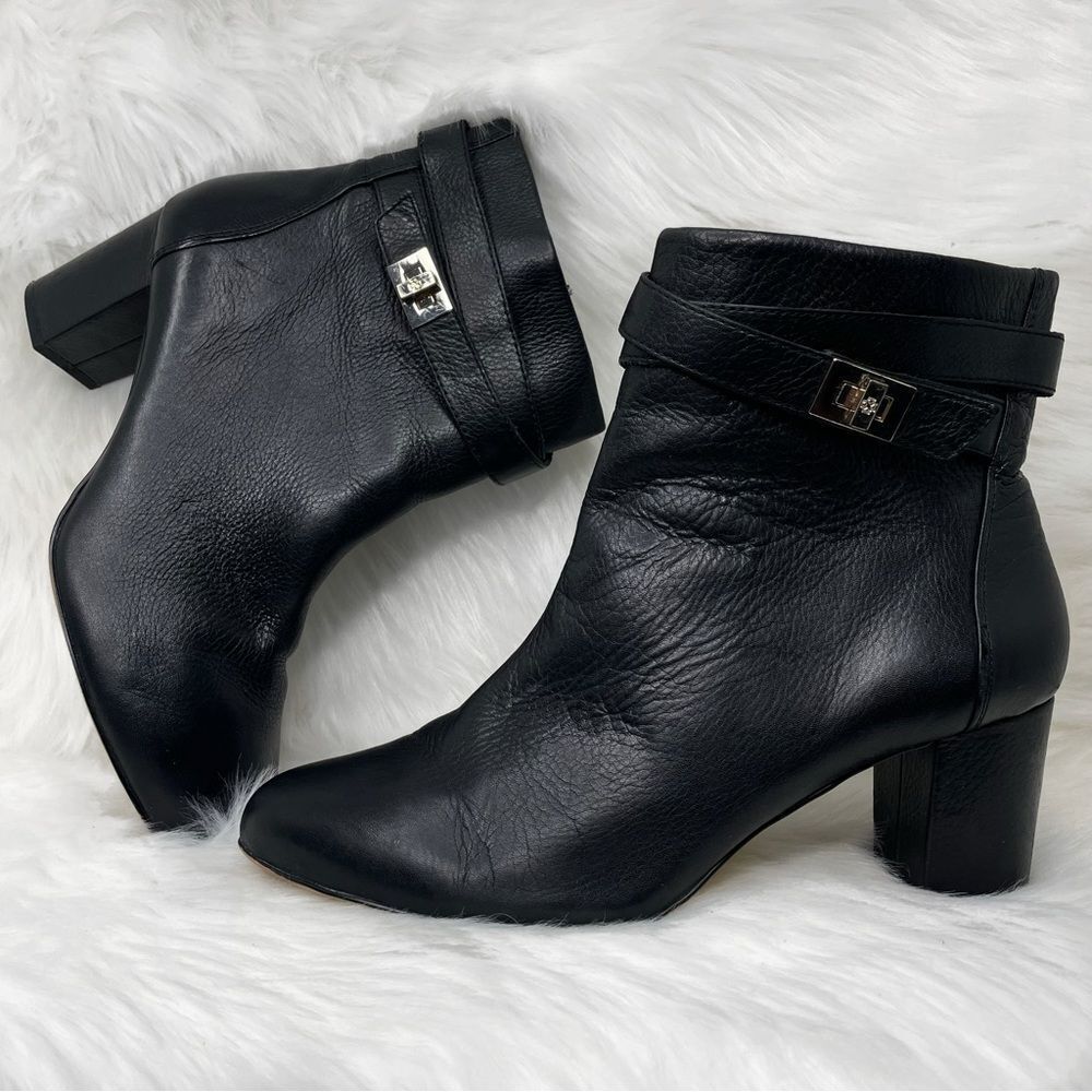 Ann Taylor Women's Black Leather Heeled Ankle Boots Size 11